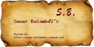 Sauer Balambér névjegykártya